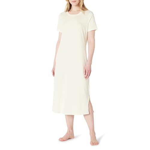Amazon Essentials Damen Kurzärmliges Nachthemd Aus Weichem Baumwollmischgewebe, Elfenbein, M von Amazon Essentials