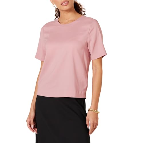 Amazon Essentials Damen Georgette-Top mit kurzen Ärmeln und normaler Passform, Mauve, M von Amazon Essentials