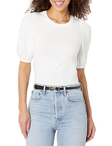 Amazon Essentials Damen Regular-Fit Kurzarm-T-Shirt Rundhalsausschnitt Baumwolle, Grellweiß, L von Amazon Essentials