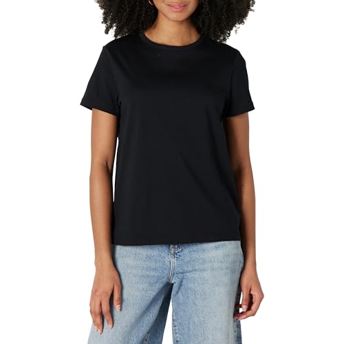 Amazon Essentials Damen Kurzarm-T-Shirt mit Rundhalsausschnitt, Regular Fit aus 100 % Baumwolle, 2er-Pack, Schwarz, XXL von Amazon Essentials
