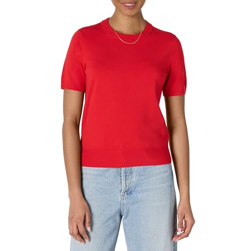 Amazon Essentials Damen Kurzarmpullover-Pullovertop in Regular-Fit, Kräftiges Mohnrot, M Amazon Essentials Damen Kurzarmpullover-Pullovertop in Regular-Fit, Kräftiges Mohnrot, M von Amazon Essentials