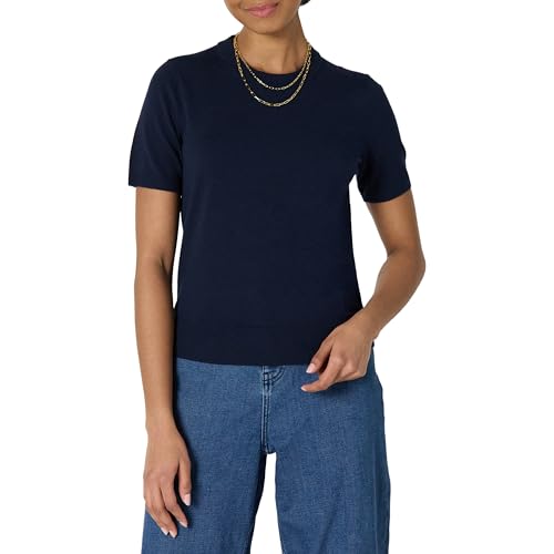 Amazon Essentials Damen Kurzarmpullover-Pullovertop in Regular-Fit, Marineblau, XL von Amazon Essentials