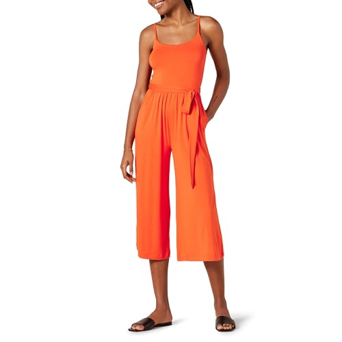 Amazon Essentials Damen Kurzer Cami-Overall aus Jersey mit weitem Bein, Orange, L von Amazon Essentials