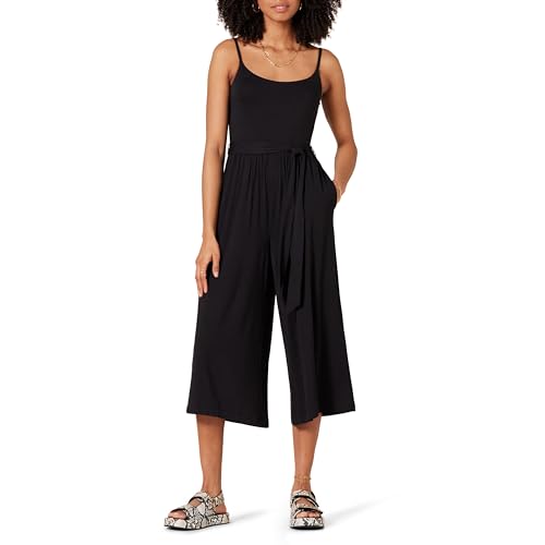 Amazon Essentials Damen Kurzer Cami-Overall aus Jersey mit weitem Bein, Schwarz, L von Amazon Essentials