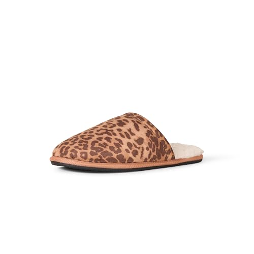 Amazon Essentials Damen Kuschelige Pantoffeln, Rosé Leopardenmuster, 37.5 EU von Amazon Essentials