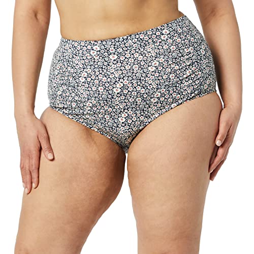 Amazon Essentials Damen Bikinihöschen mit Hohem Bund, Marineblau Weiß Streublumen, 42 von Amazon Essentials