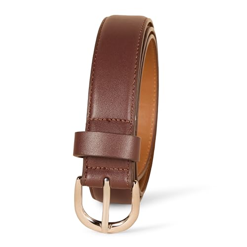 Amazon Essentials Damen Lässiger schmaler Jeansgürtel mit einzackiger Schnalle (in Übergröße erhältlich), Braun, L von Amazon Essentials