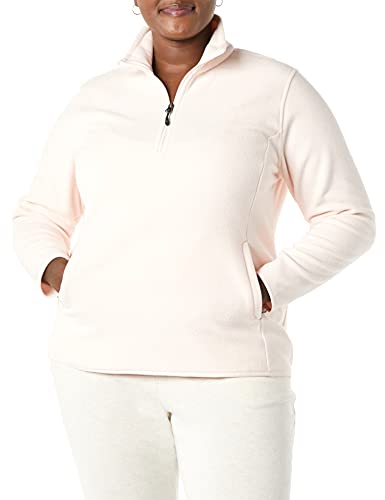 Amazon Essentials Damen Langärmelige Pulloverjacke Aus Polarfleece Mit Viertelreißverschluss, Klassischer Schnitt (Erhältlich In Übergröße), Blassrosa, XXL Große Größen von Amazon Essentials