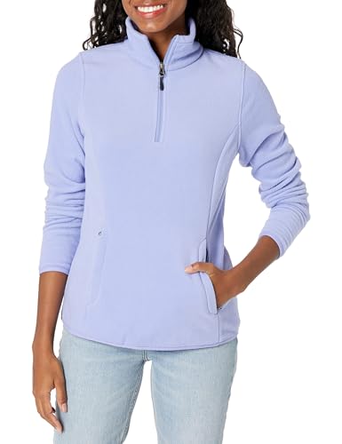 Amazon Essentials Damen Langärmelige Pulloverjacke Aus Polarfleece Mit Viertelreißverschluss, Klassischer Schnitt (Erhältlich In Übergröße), Lila, XS von Amazon Essentials