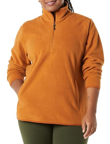 Amazon Essentials Damen Langärmelige Pulloverjacke Aus Polarfleece Mit Viertelreißverschluss, Klassischer Schnitt (Erhältlich In Übergröße), Rostiges Orange, 3XL Große Größen von Amazon Essentials