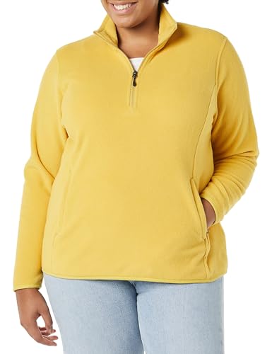 Amazon Essentials Damen Langärmelige Pulloverjacke Aus Polarfleece Mit Viertelreißverschluss, Klassischer Schnitt (Erhältlich In Übergröße), Helles Senfgelb, 3XL Große Größen von Amazon Essentials