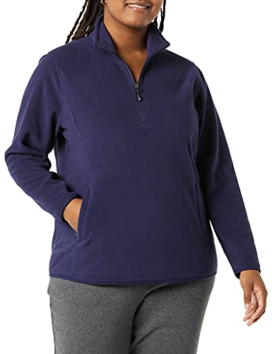 Amazon Essentials Damen Langärmelige Pulloverjacke Aus Polarfleece Mit Viertelreißverschluss, Klassischer Schnitt (Erhältlich In Übergröße), Marineblau Heidekraut, XL von Amazon Essentials
