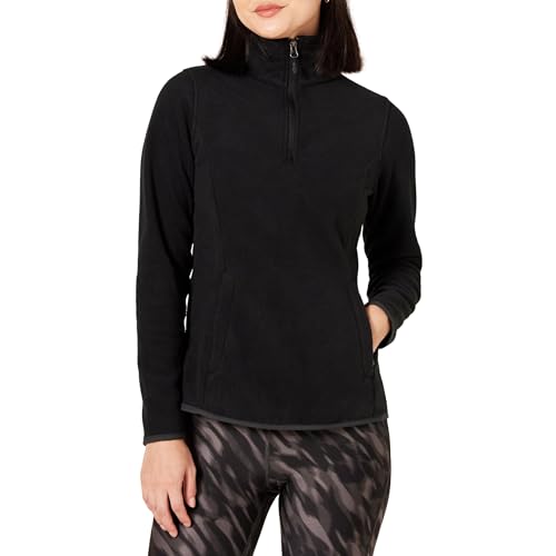 Amazon Essentials Damen Langärmelige Pulloverjacke Aus Polarfleece Mit Viertelreißverschluss, Klassischer Schnitt (Erhältlich In Übergröße), Schwarz, S von Amazon Essentials