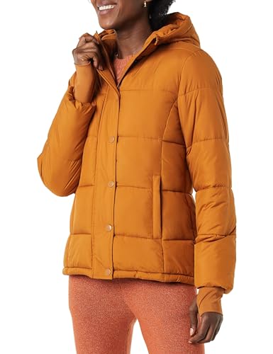 Amazon Essentials Damen Langärmeliger, Schwerer Puffermantel mit Kapuze (Erhältlich in Übergröße), Bräunen, 6XL Große Größen von Amazon Essentials