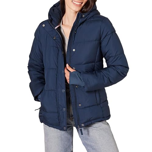 Amazon Essentials Damen Langärmeliger, Schwerer Puffermantel mit Kapuze (Erhältlich in Übergröße), Marineblau, 3XL Große Größen von Amazon Essentials