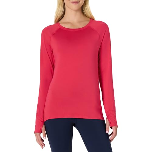 Amazon Essentials Damen Langärmeliges T-Shirt aus Tech-Stretch, Intensive Rosa, XS von Amazon Essentials