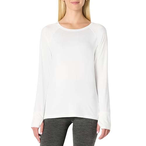 Amazon Essentials Damen Langärmeliges T-Shirt aus Tech-Stretch, Weiß, XXL von Amazon Essentials