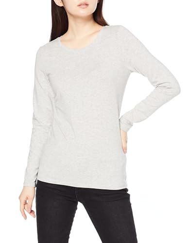 Amazon Essentials Damen Regular-Fit Langarm-T-Shirt Rundhalsausschnitt (In Übergröße Erhältlich), Hellgrau Meliert, S von Amazon Essentials