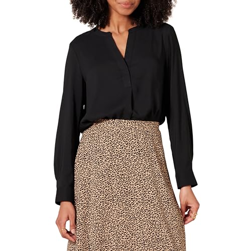 Amazon Essentials Damen Langärmlige Popover-Bluse aus Georgette mit lockerer Passform, Schwarz, XS Amazon Essentials Damen Langärmlige Popover-Bluse aus Georgette mit lockerer Passform, Schwarz, XS von Amazon Essentials