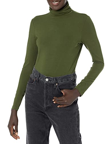 Amazon Essentials Damen Langärmliger Rollkragenpullover (in Übergröße erhältlich), Dunkles Olivgrün, XS von Amazon Essentials