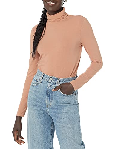 Amazon Essentials Damen Langärmliger Rollkragenpullover (in Übergröße erhältlich), Hellbraun, L von Amazon Essentials
