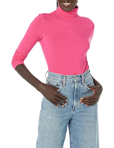 Amazon Essentials Damen Langärmliger Rollkragenpullover (in Übergröße erhältlich), Intensive Rosa, L von Amazon Essentials