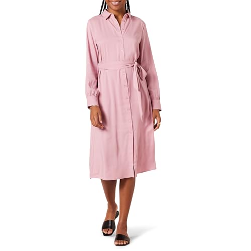 Amazon Essentials Damen Langärmliges Midi-Hemdkleid aus Georgette, Mauve, L von Amazon Essentials