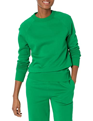 Amazon Essentials Damen Langärmliges Sweatshirt Mit Rundhalsausschnitt Und lockerer Passform (In Übergröße Erhältlich), Grün, S von Amazon Essentials
