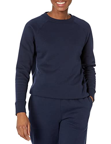 Amazon Essentials Damen Langärmliges Sweatshirt Mit Rundhalsausschnitt Und lockerer Passform (In Übergröße Erhältlich), Marineblau, M von Amazon Essentials
