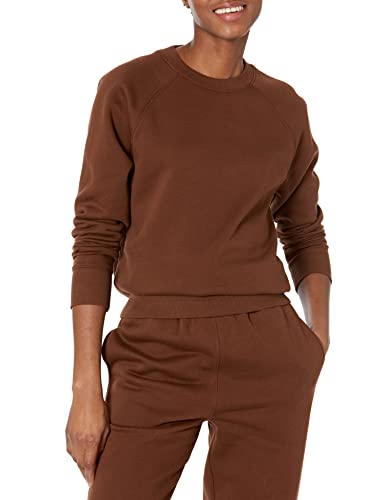 Amazon Essentials Damen Langärmliges Sweatshirt Mit Rundhalsausschnitt Und lockerer Passform (In Übergröße Erhältlich), Tiefbraun, XL von Amazon Essentials