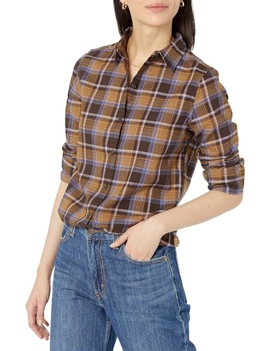 Amazon Essentials Damen Langärmliges leichtes Kariertes Flanellhemd in klassischer Passform, Espresso Tartan Plaid, S Amazon Essentials Damen Langärmliges leichtes Kariertes Flanellhemd in klassischer Passform, Espresso Tartan Plaid, S von Amazon Essentials