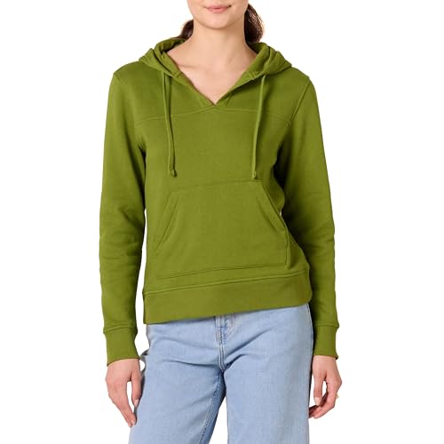 Amazon Essentials Damen Langarm-Kapuzenpullover mit offenem V-Ausschnitt in klassischer Passform, Grün, L von Amazon Essentials