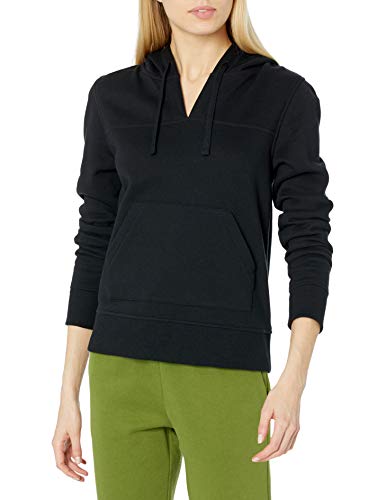 Amazon Essentials Damen Langarm-Kapuzenpullover mit offenem V-Ausschnitt in klassischer Passform, Schwarz, L von Amazon Essentials