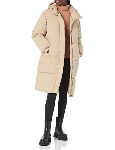 Amazon Essentials Damen Lange Oversize-Daunenjacke mit Kapuze (in Übergröße erhältlich), Bräunen, XXL von Amazon Essentials