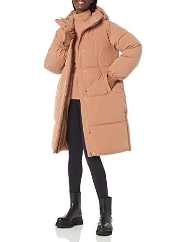 Amazon Essentials Damen Lange Oversize-Daunenjacke mit Kapuze (in Übergröße erhältlich), Hellbraun, XXL von Amazon Essentials