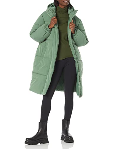 Amazon Essentials Damen Lange Oversize-Daunenjacke mit Kapuze (in Übergröße erhältlich), Salbeigrün, L von Amazon Essentials