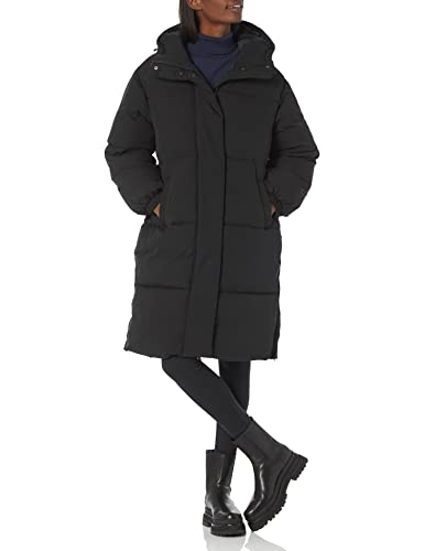 Amazon Essentials Damen Lange Oversize-Daunenjacke mit Kapuze (in Übergröße erhältlich), Schwarz, L von Amazon Essentials
