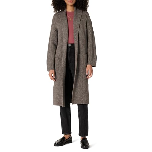 Amazon Essentials Damen Langer Strickpullover aus Baumwollmischgewebe in Übergröße, mit strukturierter Naht, Braunheide, L von Amazon Essentials