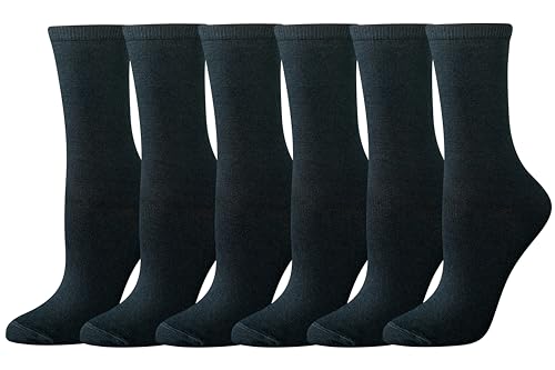 Amazon Essentials Damen Legere Crew Socken, 6 Paar, Schwarz, 36-39.5 von Amazon Essentials