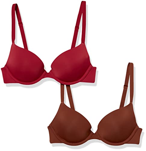 Amazon Essentials Damen Leicht gefütterter Plunge-BH-Auslauffarben, 2er-Pack, Burgunderrot/Schokoladenbraun, 90E Amazon Essentials Damen Leicht gefütterter Plunge-BH-Auslauffarben, 2er-Pack, Burgunderrot/Schokoladenbraun, 90E von Amazon Essentials