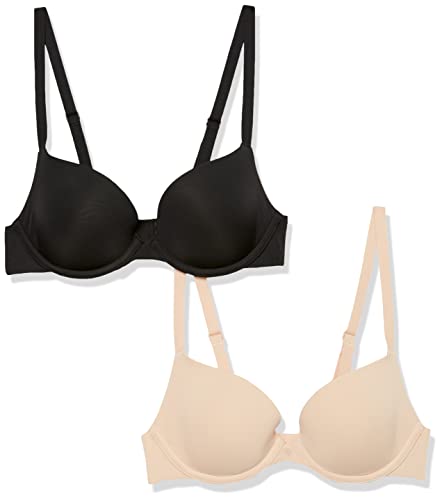 Amazon Essentials Damen Leicht gefütterter Plunge-BH, 2er-Pack, Helles Blütenblatt/Schwarz, 90E Amazon Essentials Damen Leicht gefütterter Plunge-BH, 2er-Pack, Helles Blütenblatt/Schwarz, 90E von Amazon Essentials