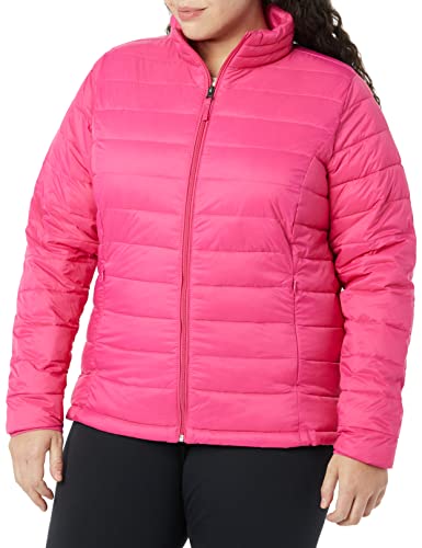 Amazon Essentials Damen Leichte, langärmelige, Wasserabweisende, packbare Pufferjacke (in Übergröße erhältlich), Intensive Rosa, L von Amazon Essentials