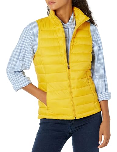 Amazon Essentials Damen Leichte, Wasserbeständige Pufferweste, Verstaubar, Gelb, XS von Amazon Essentials