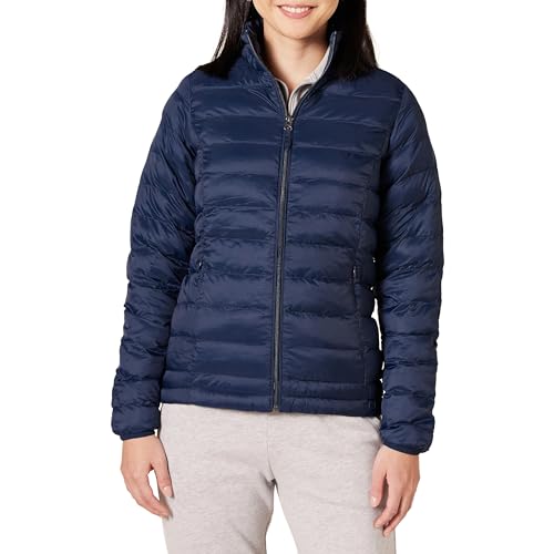 Amazon Essentials Damen Leichte, langärmelige, Wasserabweisende, packbare Pufferjacke (in Übergröße erhältlich), Marineblau, 4XL Große Größen von Amazon Essentials