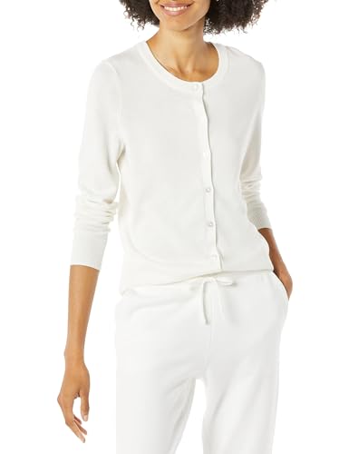 Amazon Essentials Damen Leichte Rundhalsstrickjacke (Erhältlich In Übergröße), Elfenbein, XXL von Amazon Essentials