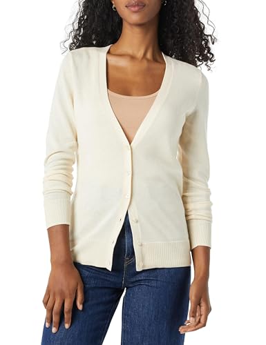 Amazon Essentials Damen Leichter Cardigan mit V-Ausschnitt (in Übergröße erhältlich), Ecru, M von Amazon Essentials