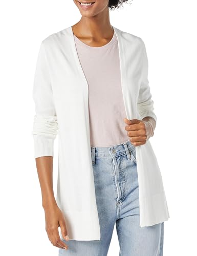 Amazon Essentials Damen Leichte Strickjacke ohne Knöpfe (in Übergröße erhältlich), Elfenbein, L von Amazon Essentials