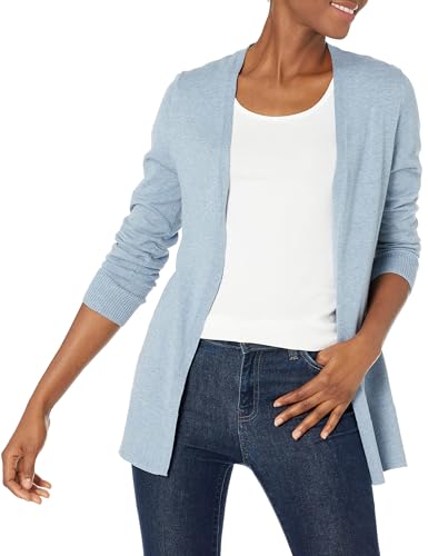 Amazon Essentials Damen Leichte Strickjacke, Vorne Offen (Erhältlich In Übergröße), Indigoblau Meliert, XXL von Amazon Essentials