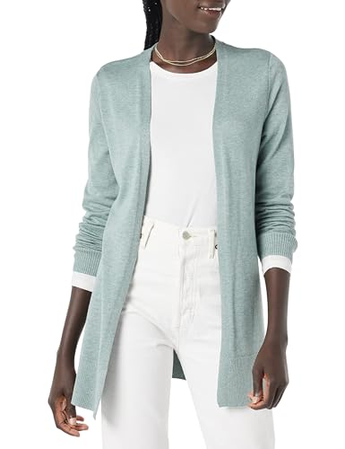 Amazon Essentials Damen Leichte Strickjacke, Vorne Offen (Erhältlich In Übergröße), Salbeigrün Meliert, XXL von Amazon Essentials