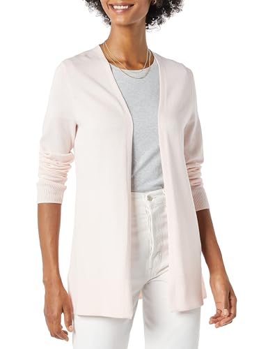 Amazon Essentials Damen Leichte Strickjacke ohne Knöpfe (in Übergröße erhältlich), Blassrosa, M von Amazon Essentials